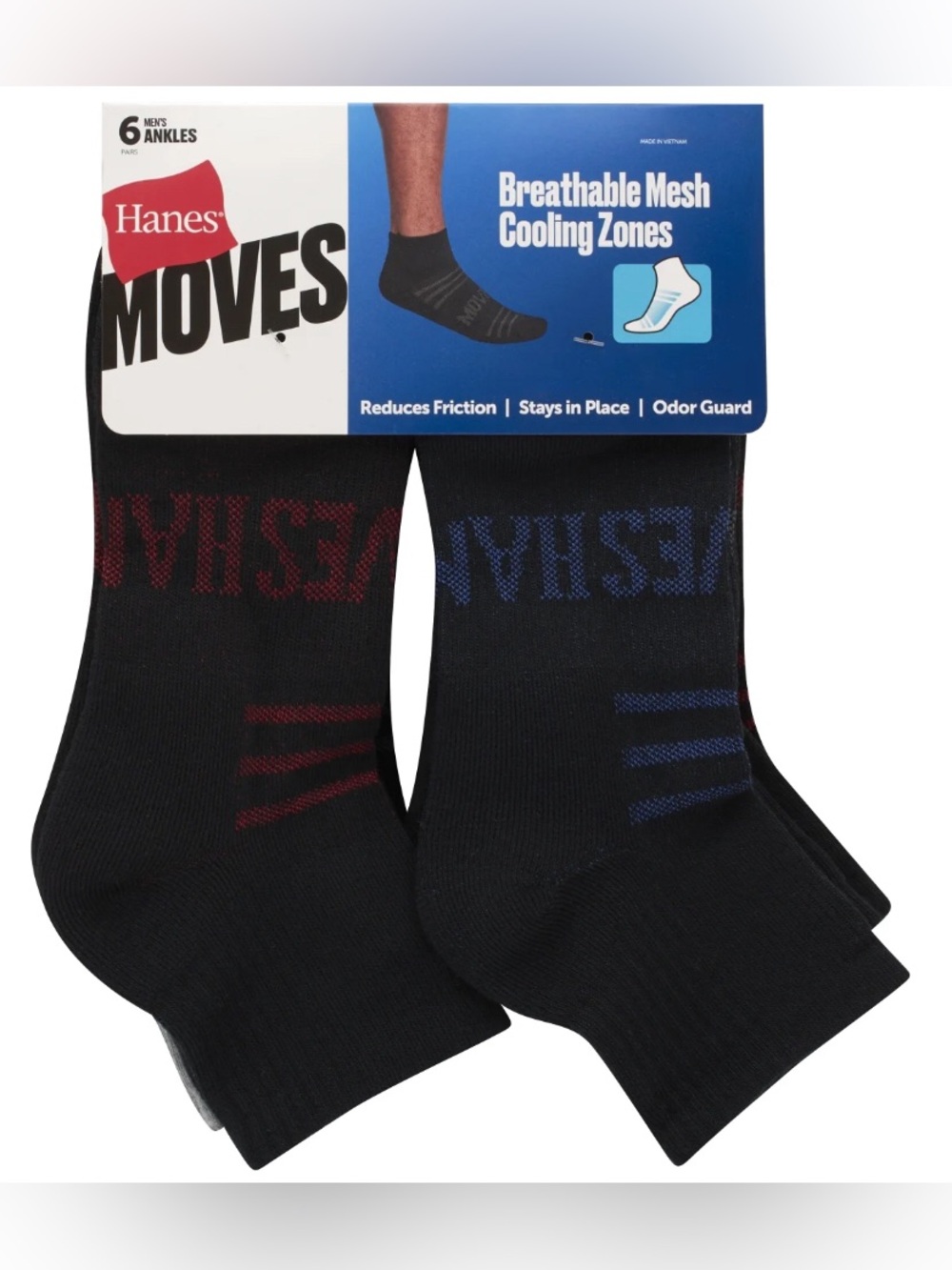 Hanes Moves Breathable Mesh Men’s Ankle Socks